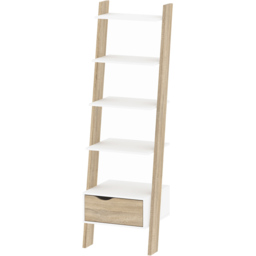 Florence Single Drawer 4 Shelf White and Oak Leaning Bookcase - Furniture to Go - Wilko - thumbnail 4