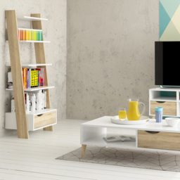 Florence Single Drawer 4 Shelf White and Oak Leaning Bookcase - Furniture to Go - Wilko - thumbnail 7