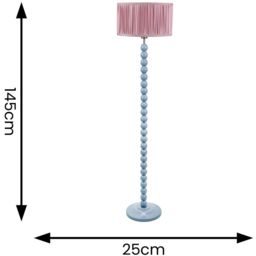 ValueLights Bobbins Ruched Pleated Blush Pink Drum Shade Powder Blue LED Floor Lamp - Wilko - thumbnail 5