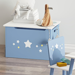Playful Haven Blue Kids Storage Chest - Size: 55 x 34 x 35.5cm - Wilko