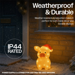 Xmas Haus 30 Warm White LED Acrylic Pig Christmas Decoration 28cm - Size: 270 x 200 x 280cm - Pink - Wilko - thumbnail 5