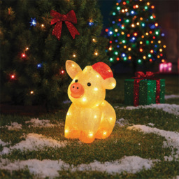 Xmas Haus 30 Warm White LED Acrylic Pig Christmas Decoration 28cm - Size: 270 x 200 x 280cm - Pink - Wilko - thumbnail 3
