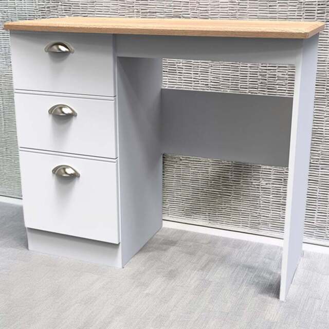 Crowndale Victoria 3 Drawer White Ash and Oak Computer Desk - Size: 41.5 x 95 x 79.5cm - Wilko - image 1
