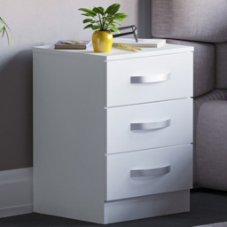 Vida Designs Hulio 3 Drawer White Bedside Table - Wilko