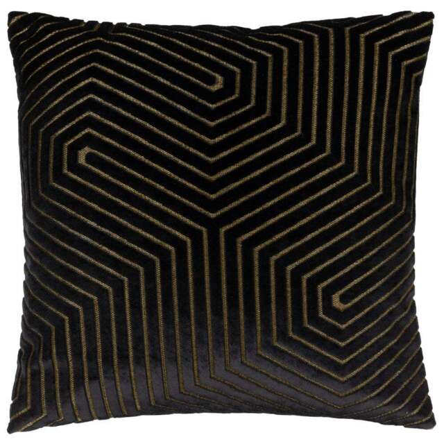 Paoletti Evoke Black Cut Velvet Cushion - Size: 45 x 45 cm - Wilko - image 1