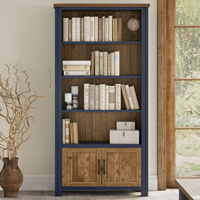 Baumhaus Splash of Blue 2 Door 4 Shelf Open Bookcase - Wilko - image 1