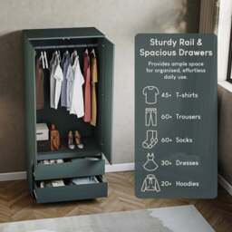 Vida Designs Denver Jasper Green 2 Door 2 Drawer Wardrobe - Size: 2 Door, 2 Drawer - Wilko - thumbnail 7
