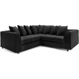 Luxor 5 Seater Black Jumbo Cord Scatter Back L Shaped Corner Sofa Set - Wilko - thumbnail 3