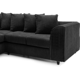 Luxor 5 Seater Black Jumbo Cord Scatter Back L Shaped Corner Sofa Set - Wilko - thumbnail 4