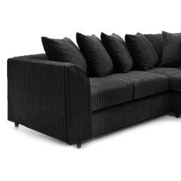 Luxor 5 Seater Black Jumbo Cord Scatter Back L Shaped Corner Sofa Set - Wilko - thumbnail 5
