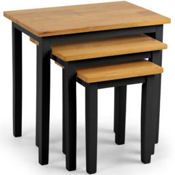 Julian Bowen Cleo 2 Tone Black and Oak Nest of Tables Set of 3 - Size: 46 x 48 x 33cm - Wilko - thumbnail 3