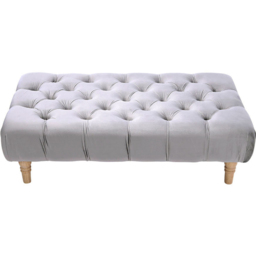 Living and Home Light Grey Velvet Buttoned Footstool - Wilko - thumbnail 3