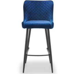 Julian Bowen Luxe Blue Velvet Bar Stool - Size: 55 x 47 x 106cm - Black - Wilko - thumbnail 4