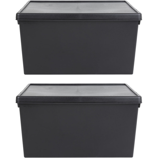 Wham 150L Black Bam Storage Box with Lid 2 Pack - Wilko - image 1