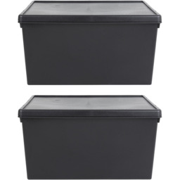Wham 150L Black Bam Storage Box with Lid 2 Pack - Wilko - thumbnail 1