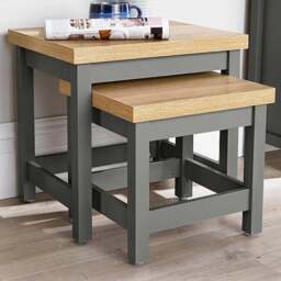 Home Source Avon Graphite Grey Nest of Tables Set of 2 - Size: 41 x 50.5 x 40cm - Wilko