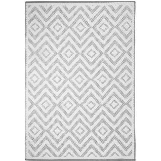 Sapporo Geometric Pattern Outdoor Rug Grey - Wilko - image 1