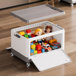 Living and Home 3 Way Access Grey Plastic Storage Box with Wheels 54 x 36cm - Size: 33.5 x 54 x 36cm - Wilko - thumbnail 3