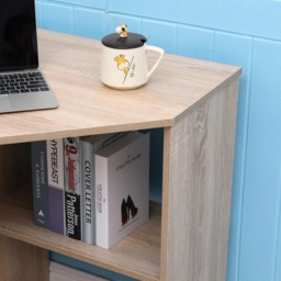 Home Source Wellington 2 Shelf Compact Corner Computer Desk Oak Effect - Size: 75 x 71.5 x 71.5cm - Brown - Wilko - thumbnail 4