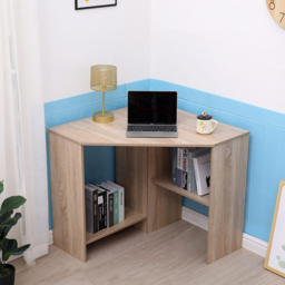 Home Source Wellington 2 Shelf Compact Corner Computer Desk Oak Effect - Size: 75 x 71.5 x 71.5cm - Brown - Wilko - thumbnail 7