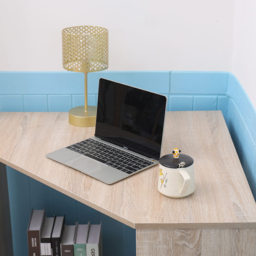 Home Source Wellington 2 Shelf Compact Corner Computer Desk Oak Effect - Size: 75 x 71.5 x 71.5cm - Brown - Wilko - thumbnail 6
