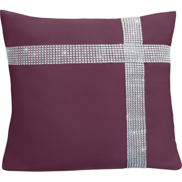 Velosso Diamante Cross Plum Filled Cushion 43 x 43cm 2 Pack - Purple - Wilko - image 1