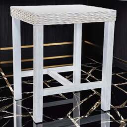 FWStyle Maya White Wash Handmade Bar Table - Size: 100 x 73 x 73cm - Wilko