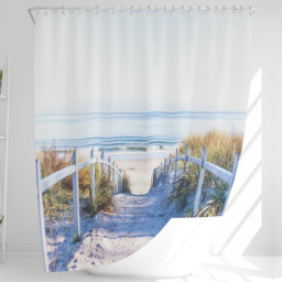 Benjamin Tate Design Blue Path to the Beach at Baltic Sea Shower Curtain 170 x 170cm - Size: 170 x 170 x 1cm - Wilko - thumbnail 1