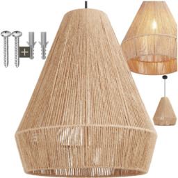 tectake Suri Boho Chic Jute Fibre Pendant Light - Size: 47 x 40.5 x 40.5cm - Nature - Wilko - thumbnail 3