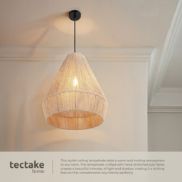 tectake Suri Boho Chic Jute Fibre Pendant Light - Size: 47 x 40.5 x 40.5cm - Nature - Wilko - thumbnail 6