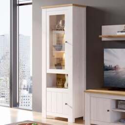 Florence Celesto 2 Door Single Shelf White and Oak LED Display Cabinet - Furniture To Go - Wilko
