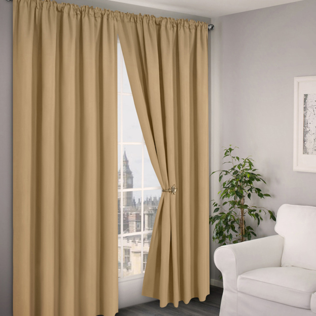 Velosso Verona Latte Tape Top Curtains 168 x 137cm - Size: W 168 x D 137cm - Cream - Wilko - image 1