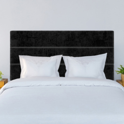 Bedmaster Double Black Naples Velvet Milan Lined Headboard - Wilko