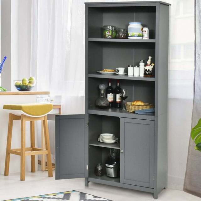 Costway 2 Door 3 Shelf Grey Bookcase - Wilko - image 1