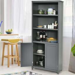 Costway 2 Door 3 Shelf Grey Bookcase - Wilko - thumbnail 1