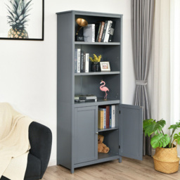 Costway 2 Door 3 Shelf Grey Bookcase - Wilko - thumbnail 5