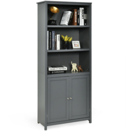 Costway 2 Door 3 Shelf Grey Bookcase - Wilko - thumbnail 3
