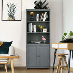 Costway 2 Door 3 Shelf Grey Bookcase - Wilko - thumbnail 6