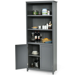 Costway 2 Door 3 Shelf Grey Bookcase - Wilko - thumbnail 4