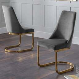 Julian Bowen Vittoria Cantilever Set of 2 Grey Dining Chairs - Wilko