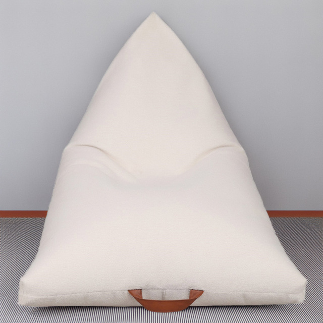 Kaikoo Boucle Triangle Bean Bag with PVC Handle - Cream - Wilko - image 1