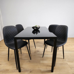 Kosy Koala 4 Seater Glass Faux Leather Dining Set Black - Portland - Wilko - thumbnail 6
