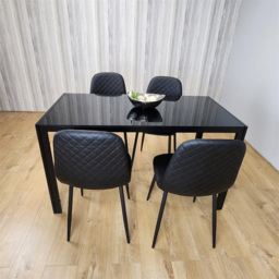 Kosy Koala 4 Seater Glass Faux Leather Dining Set Black - Portland - Wilko - thumbnail 3