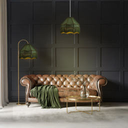 Happy Homewares Victorian Style Empire Forest Green Fabric with Tassels Pendant Shade - Size: 19 x 30 x 30cm - Wilko - thumbnail 3