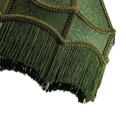 Happy Homewares Victorian Style Empire Forest Green Fabric with Tassels Pendant Shade - Size: 19 x 30 x 30cm - Wilko - thumbnail 7