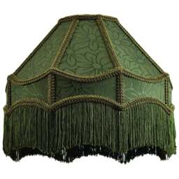 Happy Homewares Victorian Style Empire Forest Green Fabric with Tassels Pendant Shade - Size: 19 x 30 x 30cm - Wilko - thumbnail 1