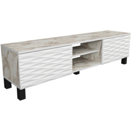 Decorotika Lukas 2 Door 2 White Marble and White TV Unit - Size: 40.3 x 150 x 35cm - Multi - Wilko - thumbnail 3