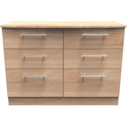 Crowndale Sherwood 6 Drawer Bardolino Oak Wide Midi Chest of Drawers - Brown - Wilko - thumbnail 3