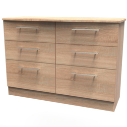 Crowndale Sherwood 6 Drawer Bardolino Oak Wide Midi Chest of Drawers - Brown - Wilko - thumbnail 5