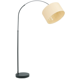 ValueLights Louis Natural Wicker Drum Shade Black Curved LED Floor Lamp - Size: 180 x 45 x 112cm - Wilko - thumbnail 1